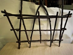 Adirondack Folk Art Wishbone Twig Wall Mount Holder Basket Handmade Artisan