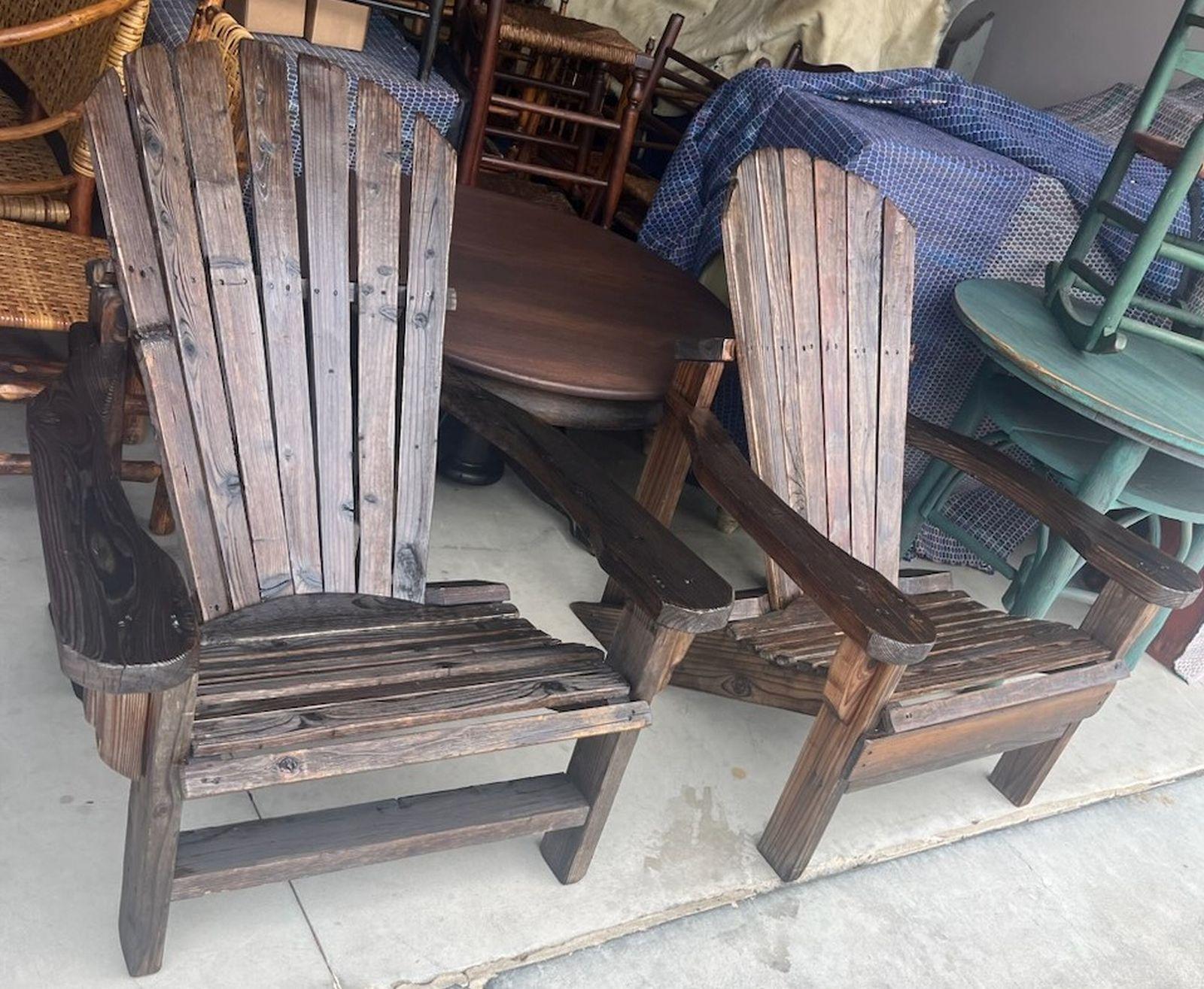 Adirondack High Back Chairs, Pair In Good Condition For Sale In Los Angeles, CA