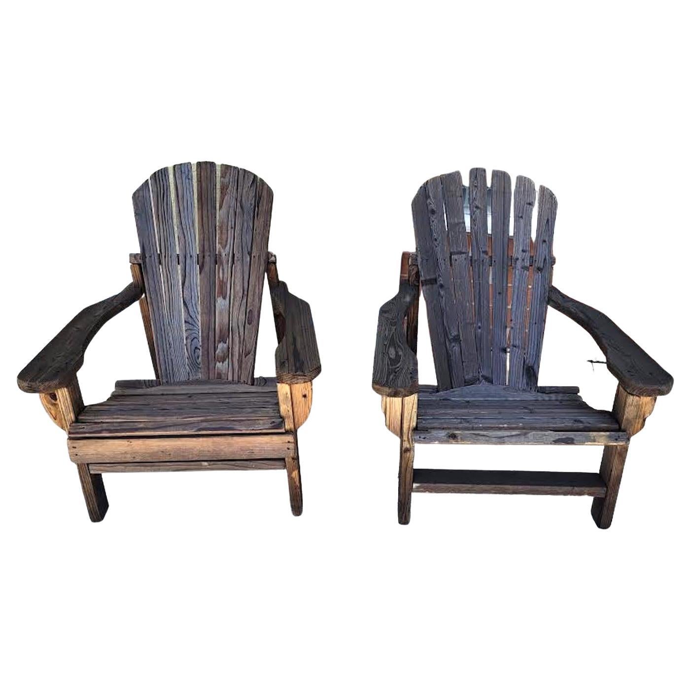 Adirondack High Back Chairs, Pair