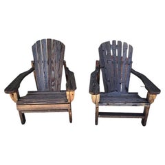 Vintage Adirondack High Back Chairs, Pair