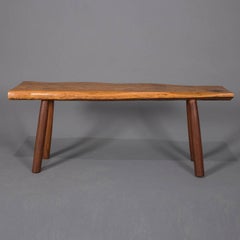 Adirondack Old Hickory School Hand-Carved Mortice & Tenon Slab Wood Bench