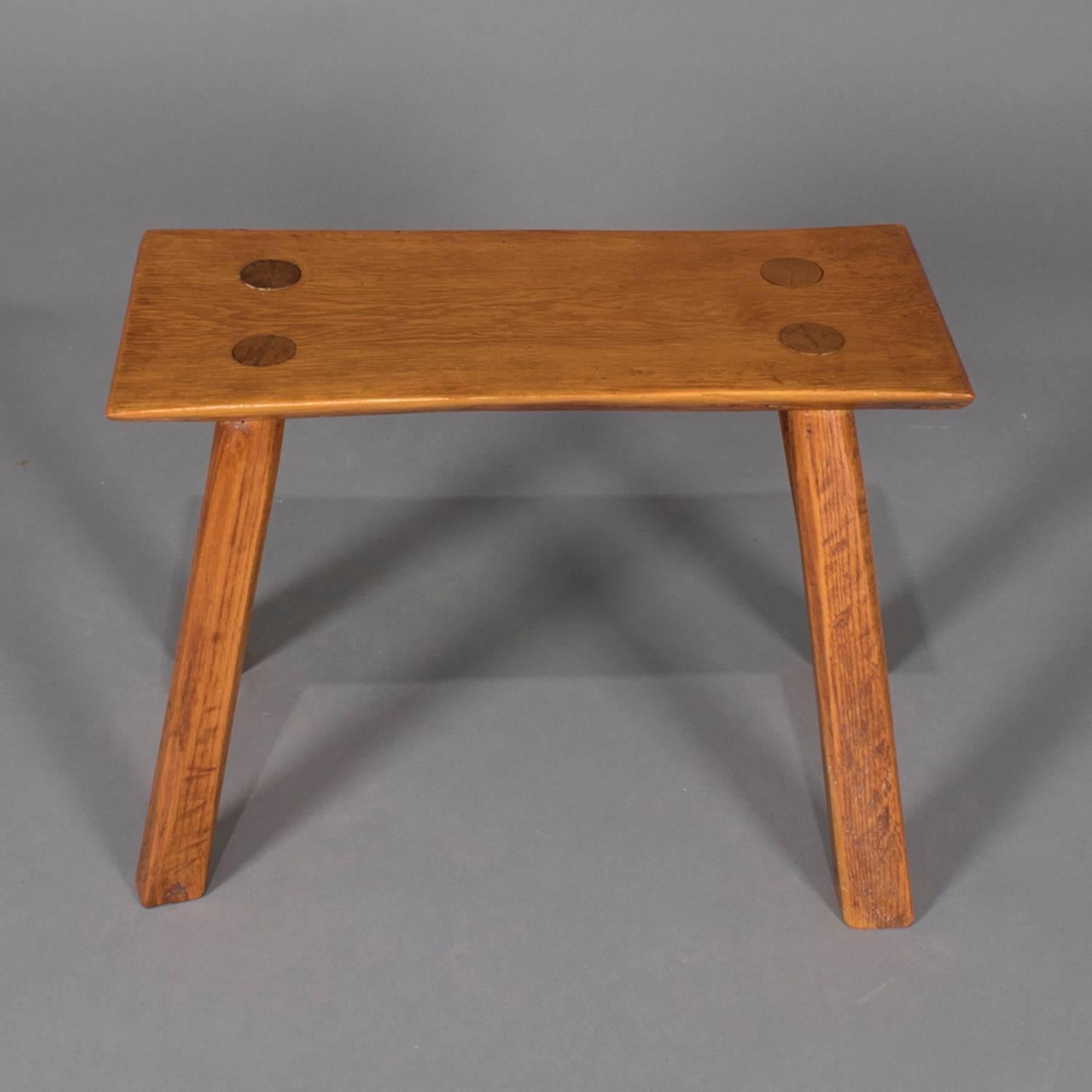 Adirondack Old Hickory School hand-carved bench features slab wood seat with mortise and tenon legs, circa 1940


Measures: 18