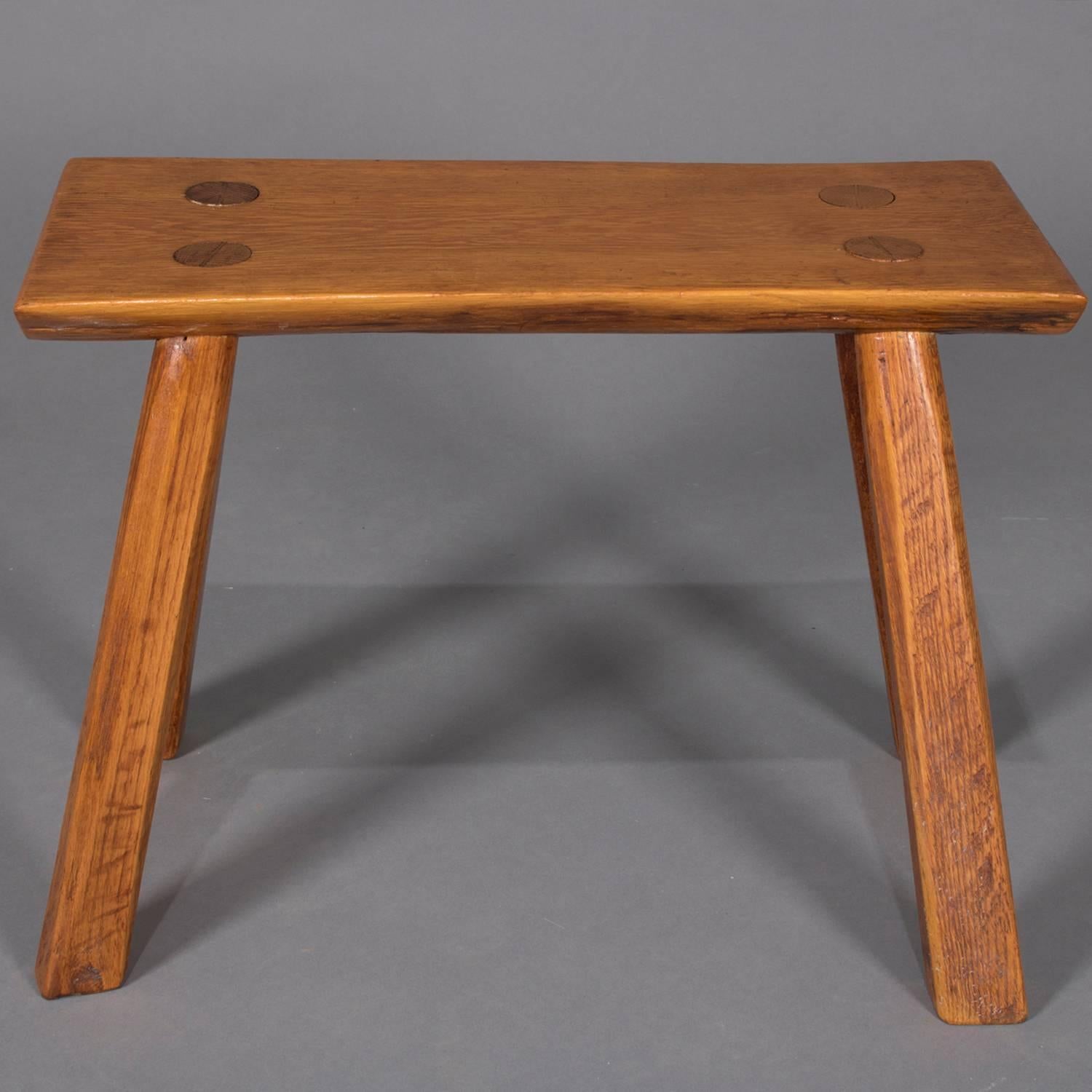 20th Century Adirondack Old Hickory School Hand-Carved Mortise & Tenon Slab Wood Bench