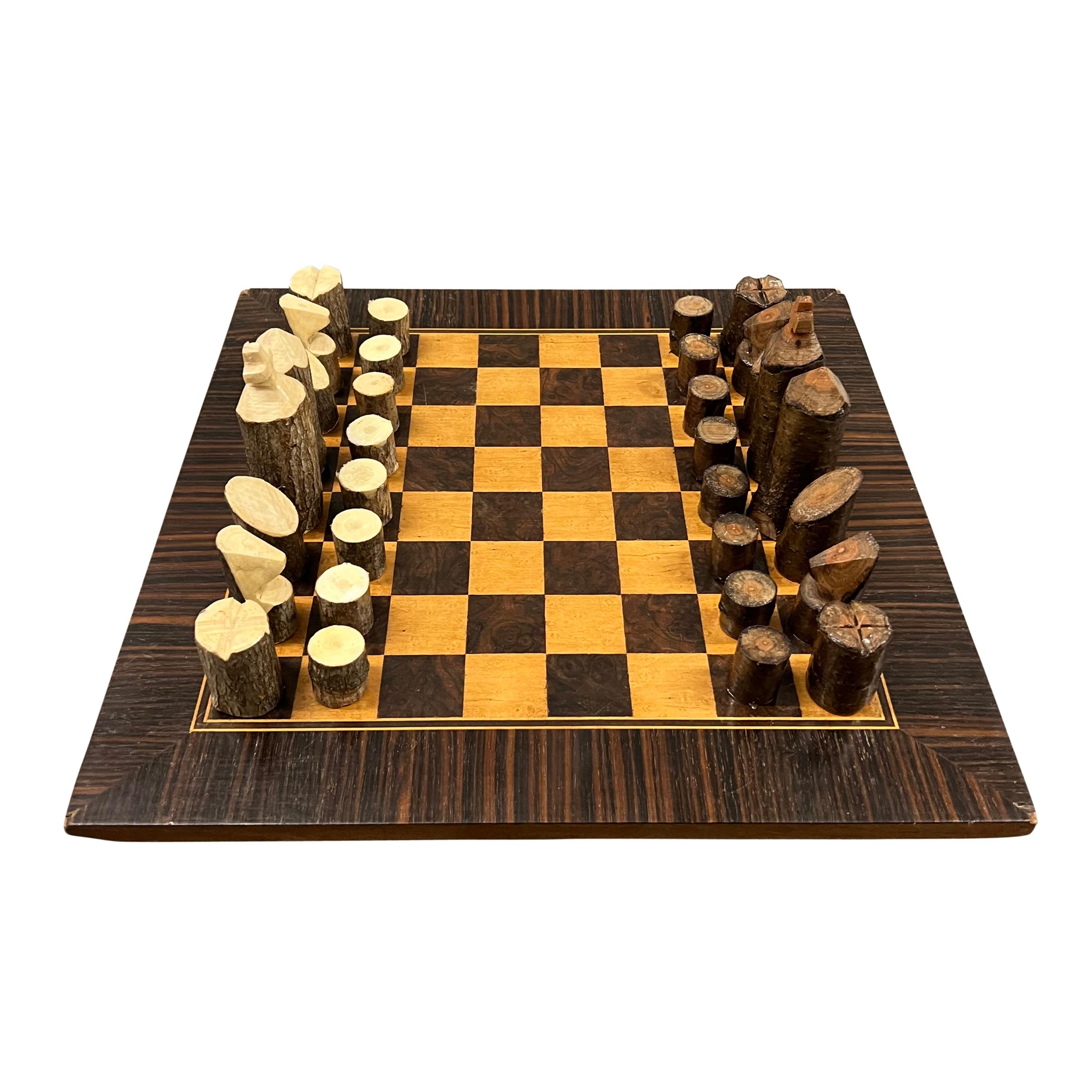 Ebony Adirondack Style Chess Set