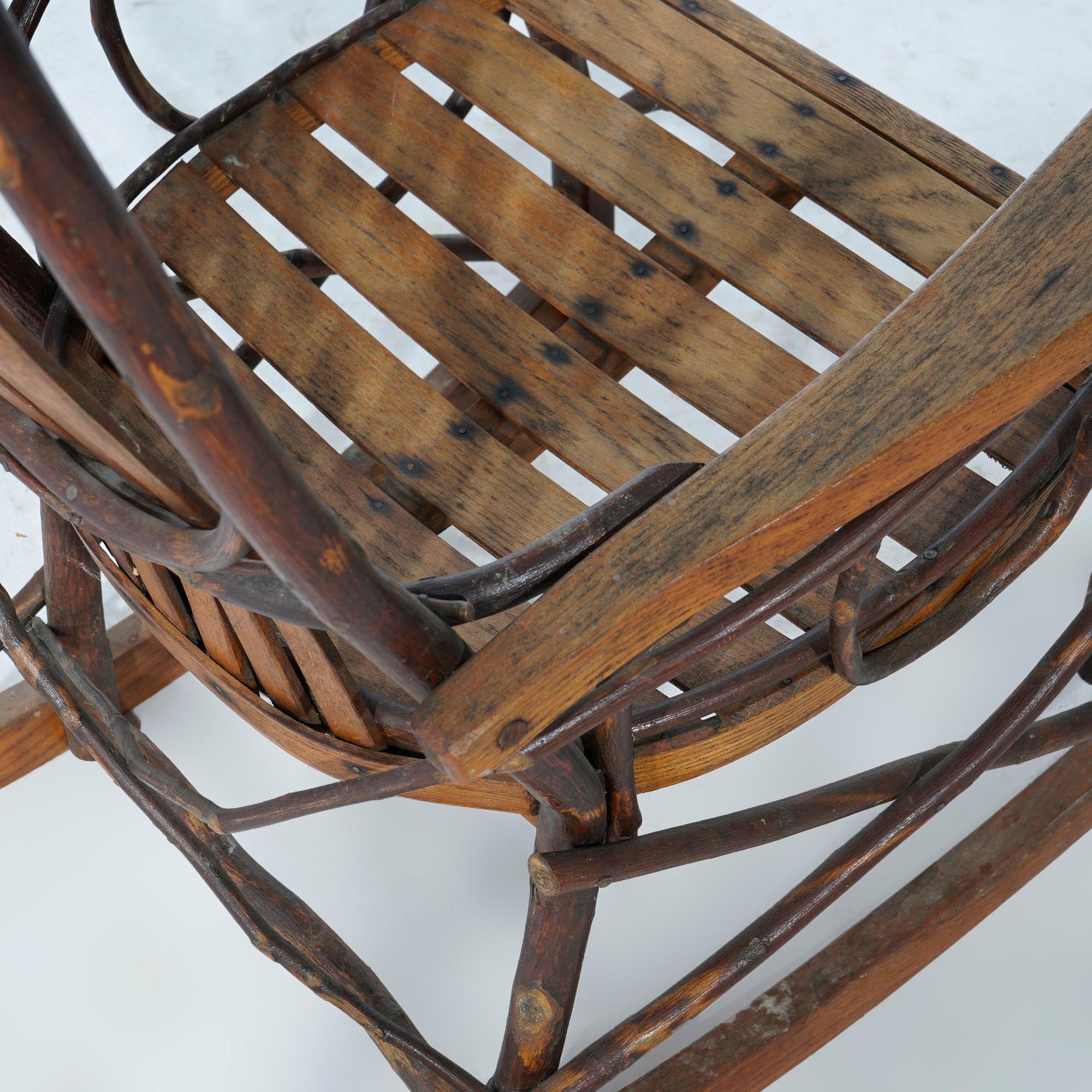 Adirondack Style Old Hickory Branch Form Rocking Chair Circa 1950 5
