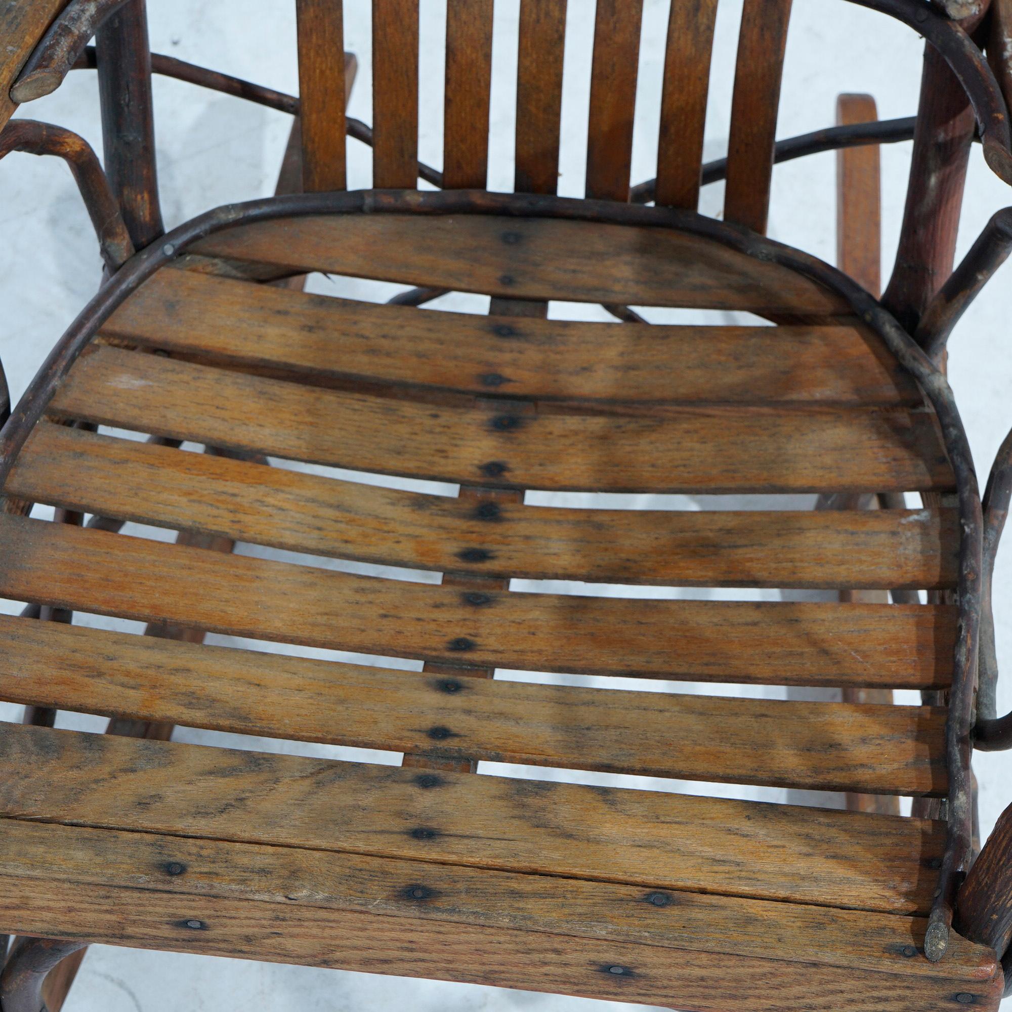 Adirondack Style Old Hickory Branch Form Rocking Chair Circa 1950 1