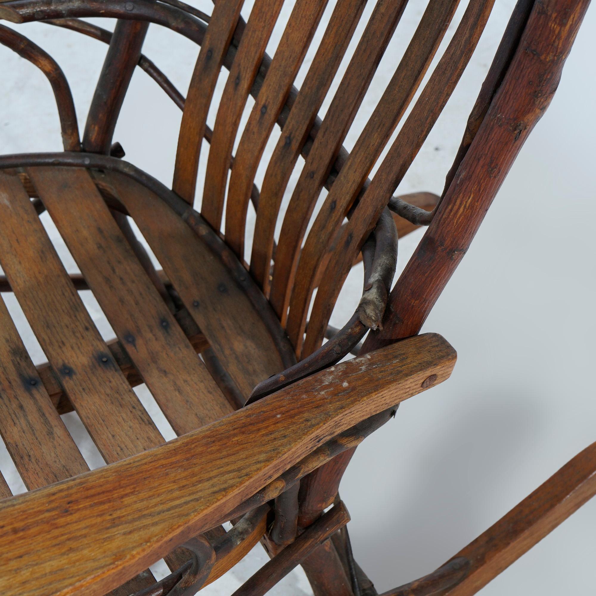 Adirondack Style Old Hickory Branch Form Rocking Chair Circa 1950 2