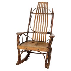 Retro Adirondack Style Old Hickory Branch Form Rocking Chair Circa 1950