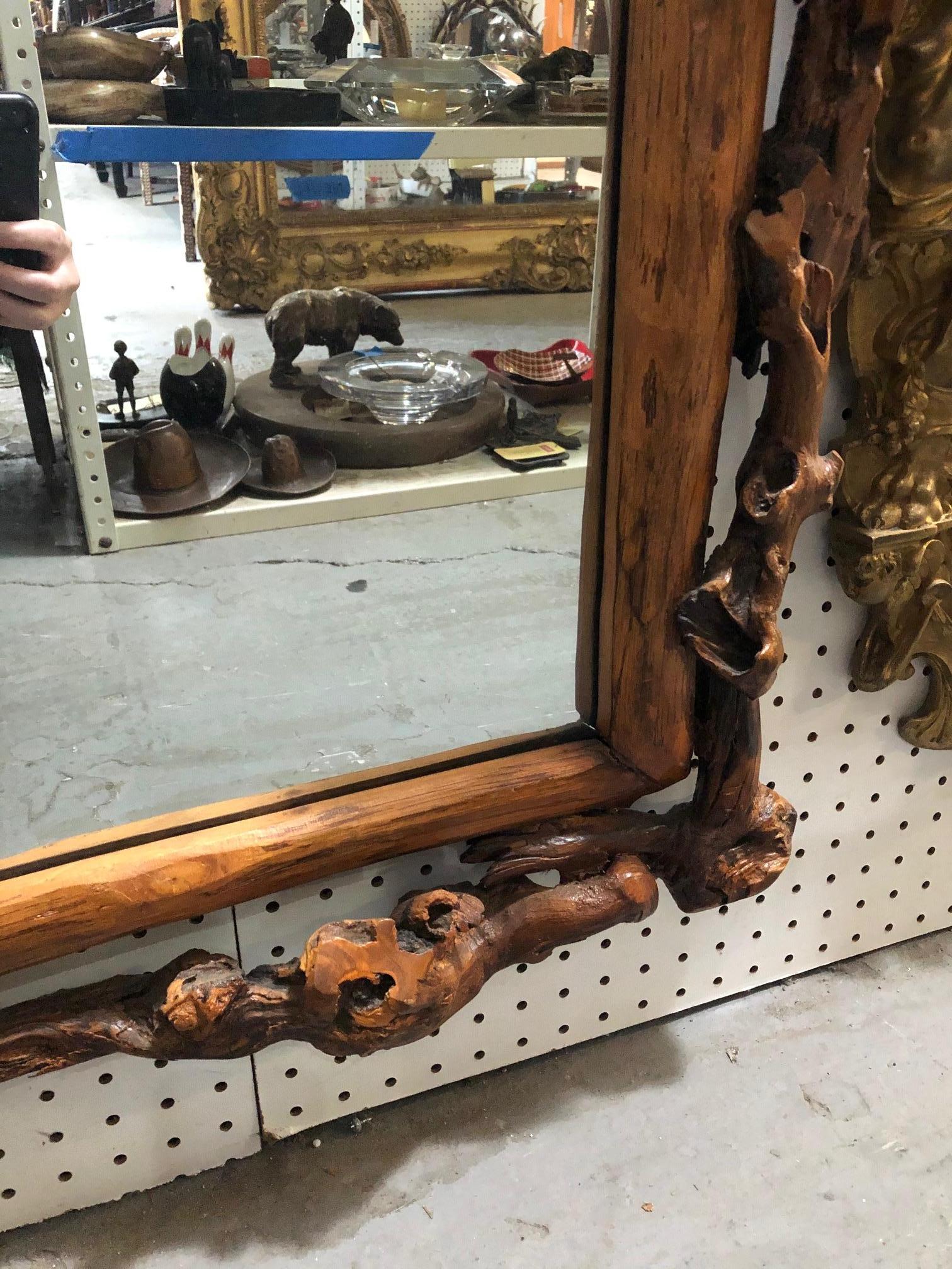 Rustic Adirondack Natural Root Wall Mirror In Good Condition In New York, NY