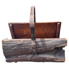Adirondack Styled Holz mit Hand geschmiedet Eisen Griff Log Halter C1950