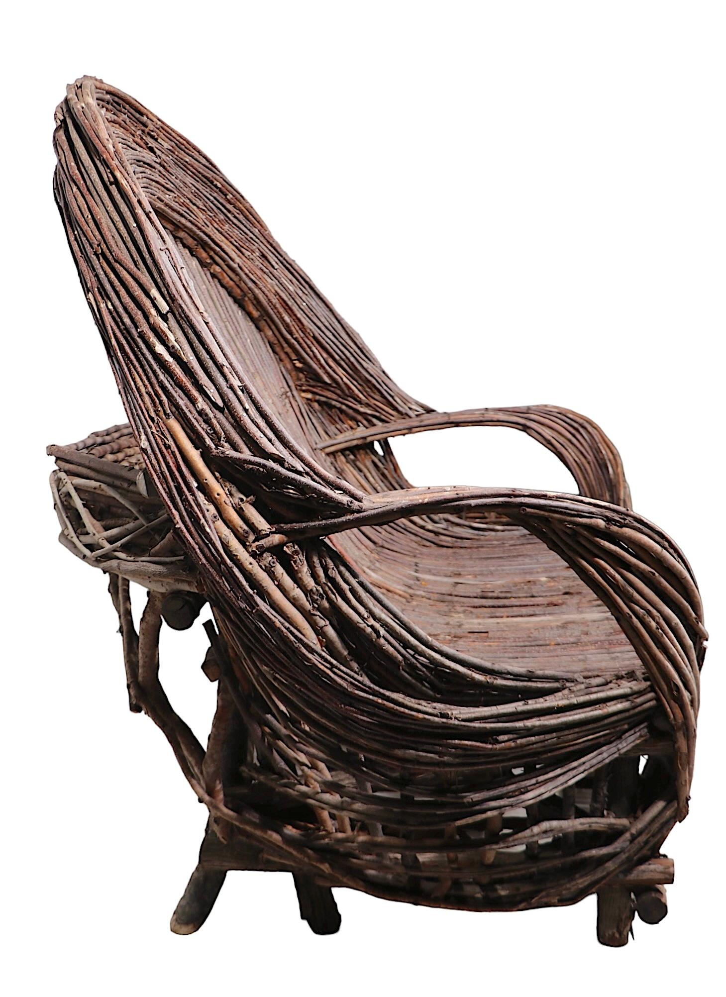 Loveseat and ottoman Adirondack Twig Furniture en vente 5