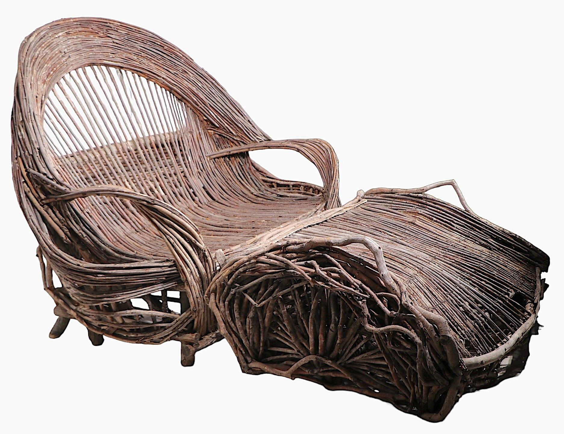 Loveseat and ottoman Adirondack Twig Furniture en vente 6