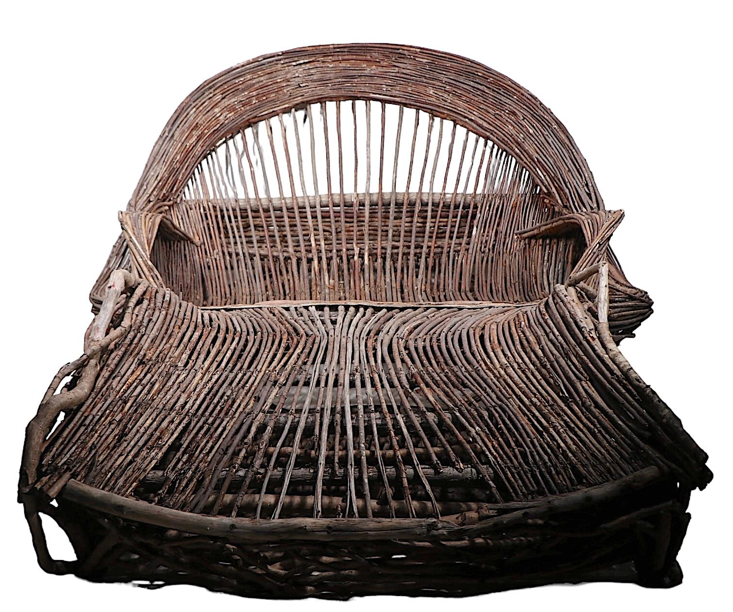 Loveseat and ottoman Adirondack Twig Furniture en vente 7