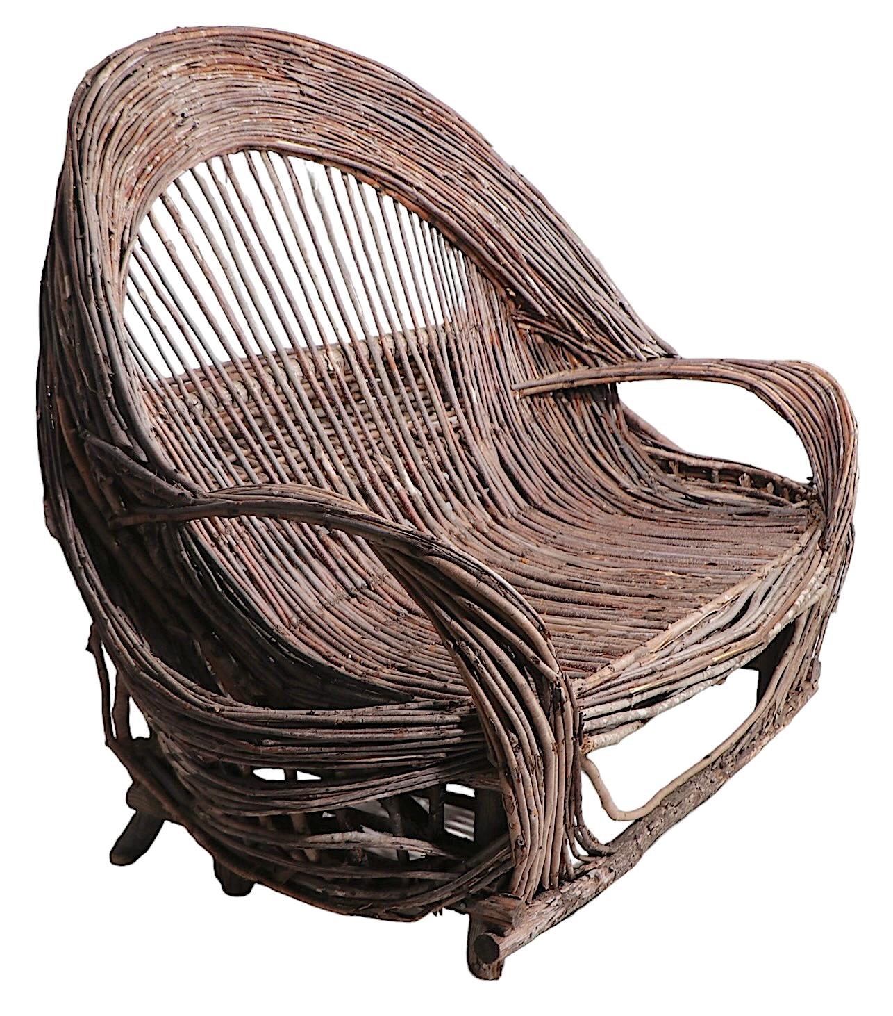 Loveseat and ottoman Adirondack Twig Furniture en vente 8
