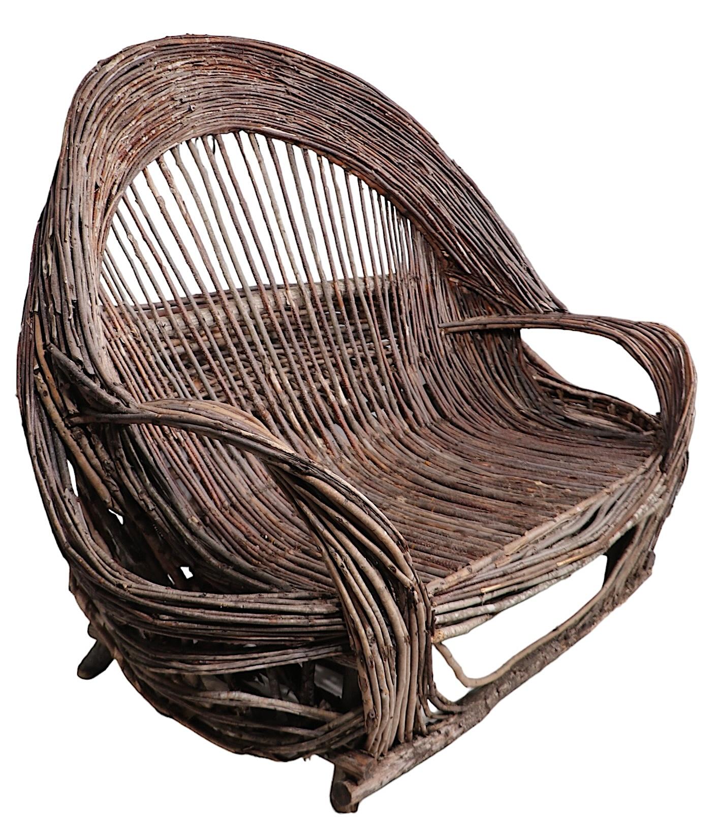 Loveseat and ottoman Adirondack Twig Furniture en vente 9
