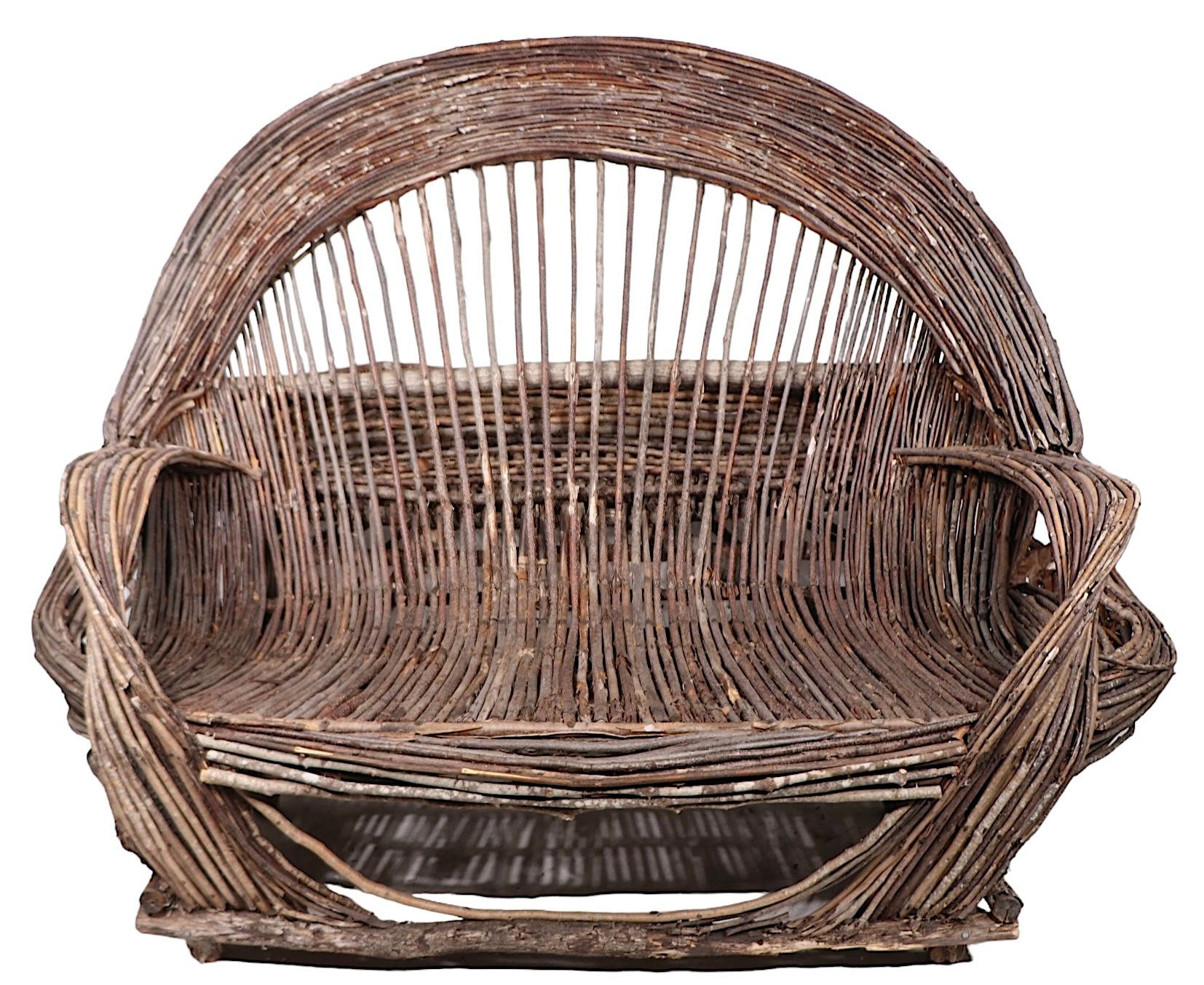 Loveseat and ottoman Adirondack Twig Furniture en vente 11