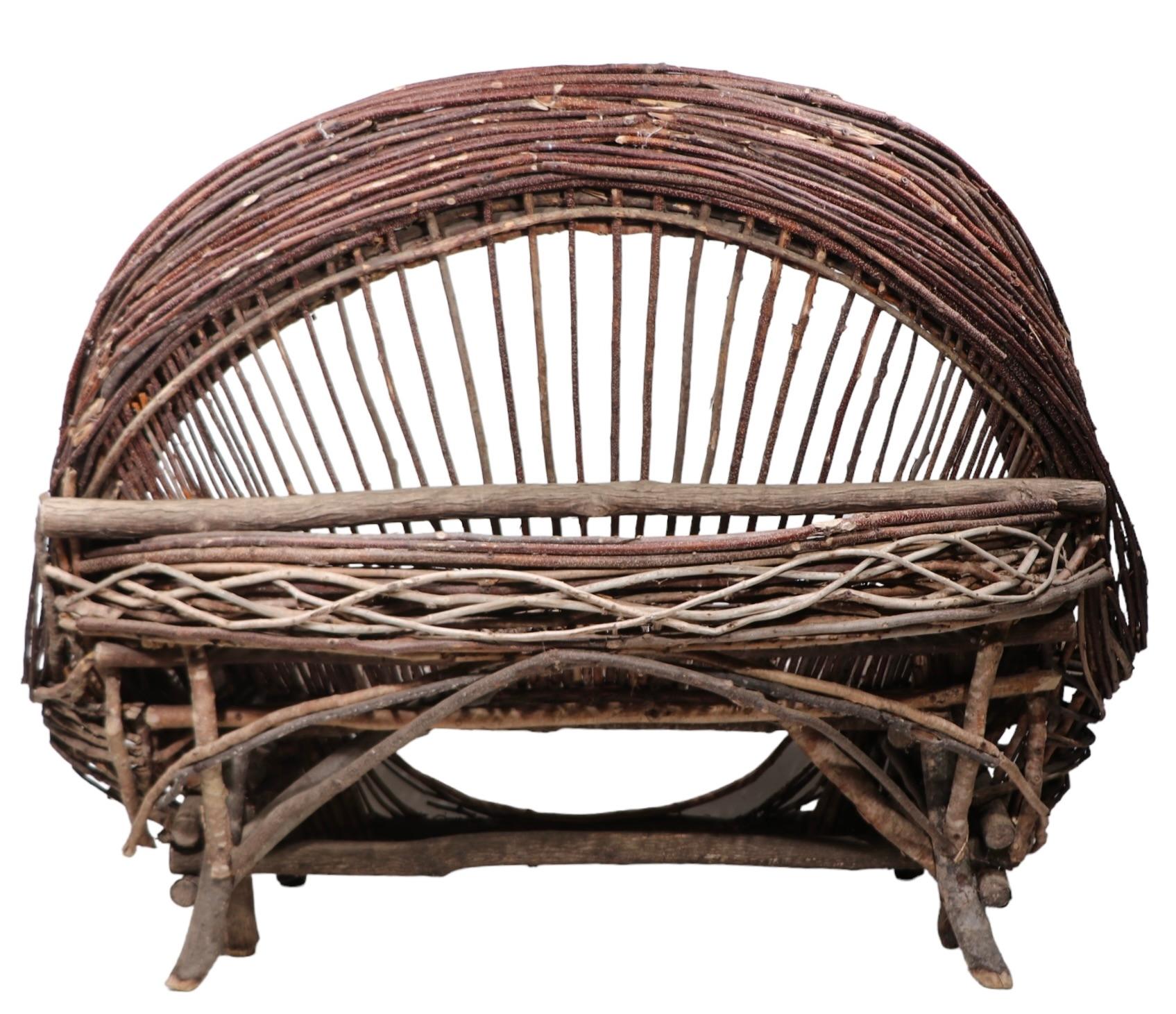 Loveseat and ottoman Adirondack Twig Furniture en vente 12