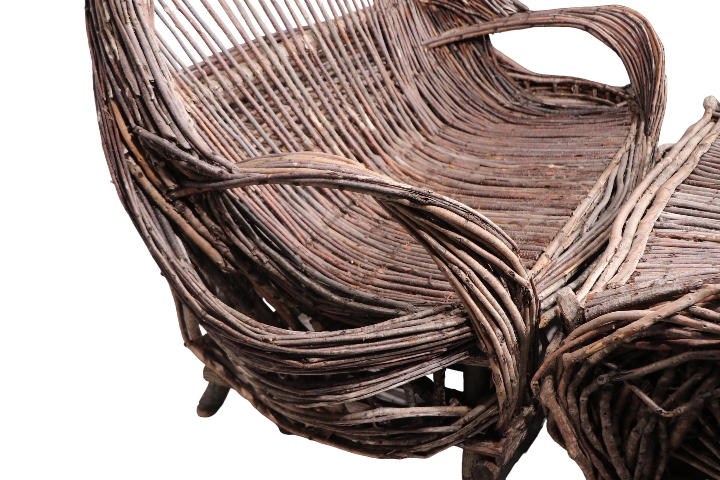 Loveseat and ottoman Adirondack Twig Furniture en vente 14