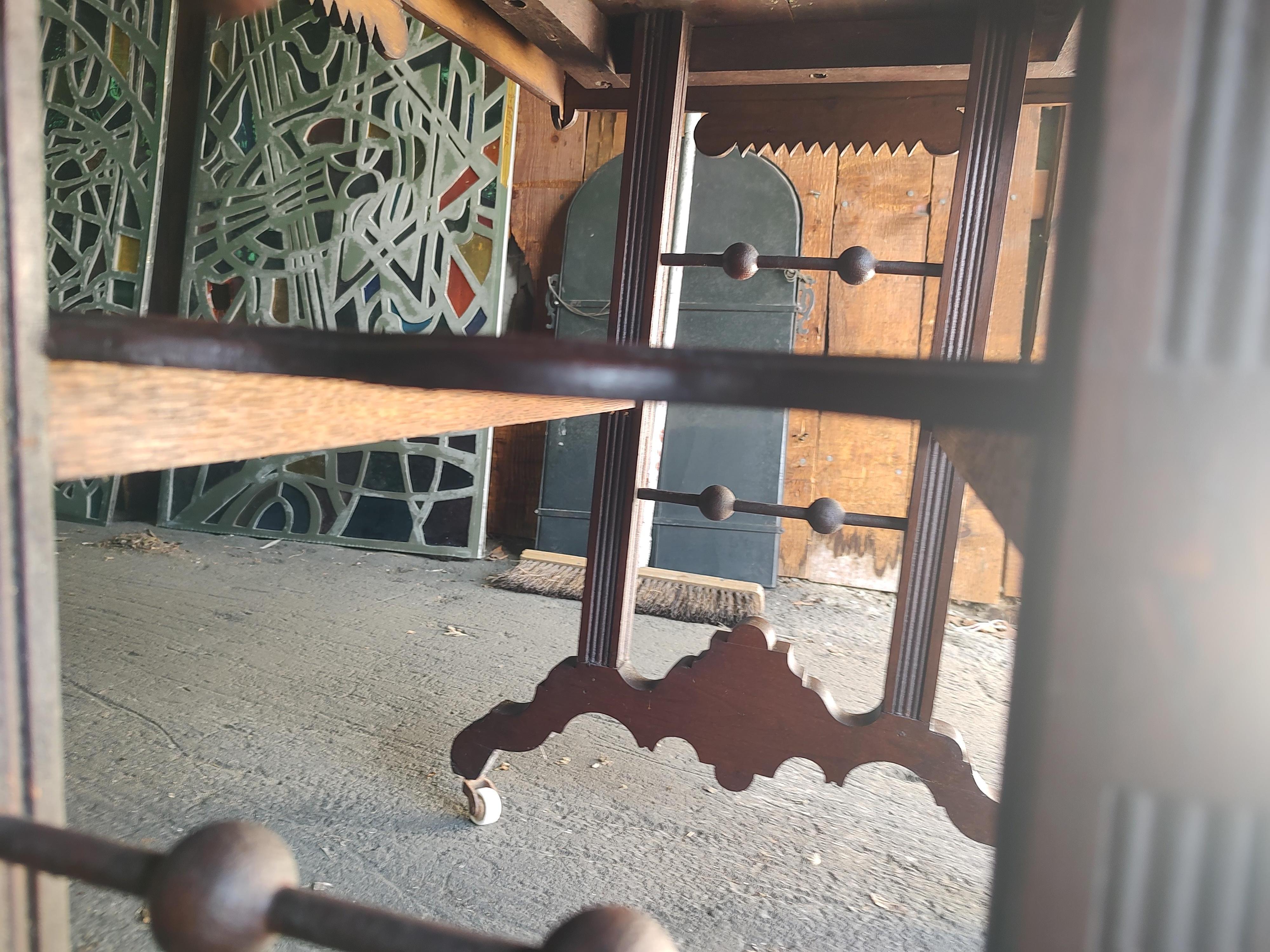 Adirondack Victorian Game Center Table with Marquetry Inlay, 1870 In Good Condition In Port Jervis, NY