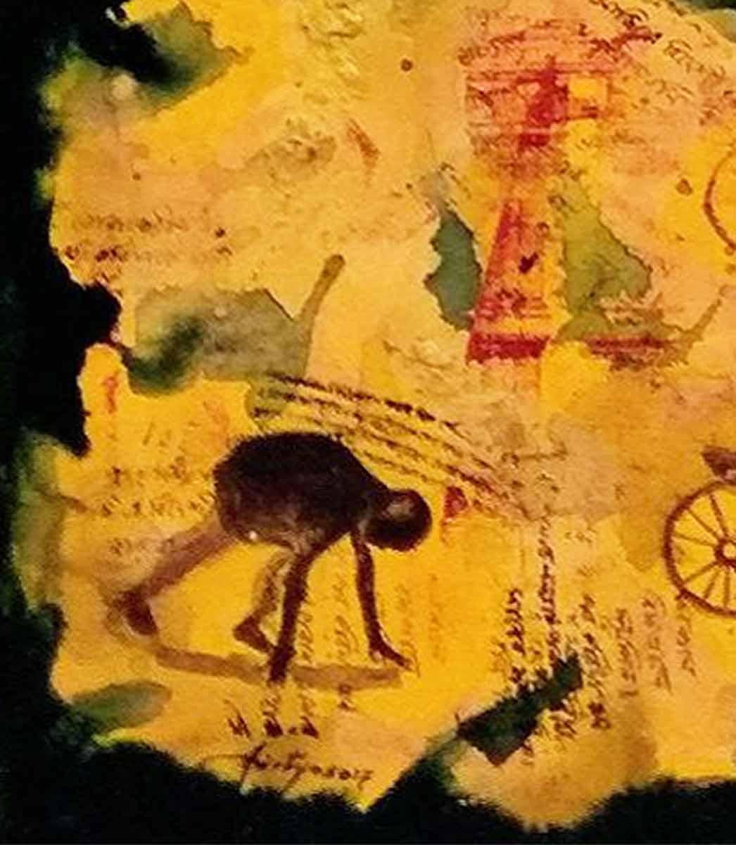 Krishna, mythologie, acrylique, Tempera, vert, jaune par l'artiste indien « en stock » en vente 2