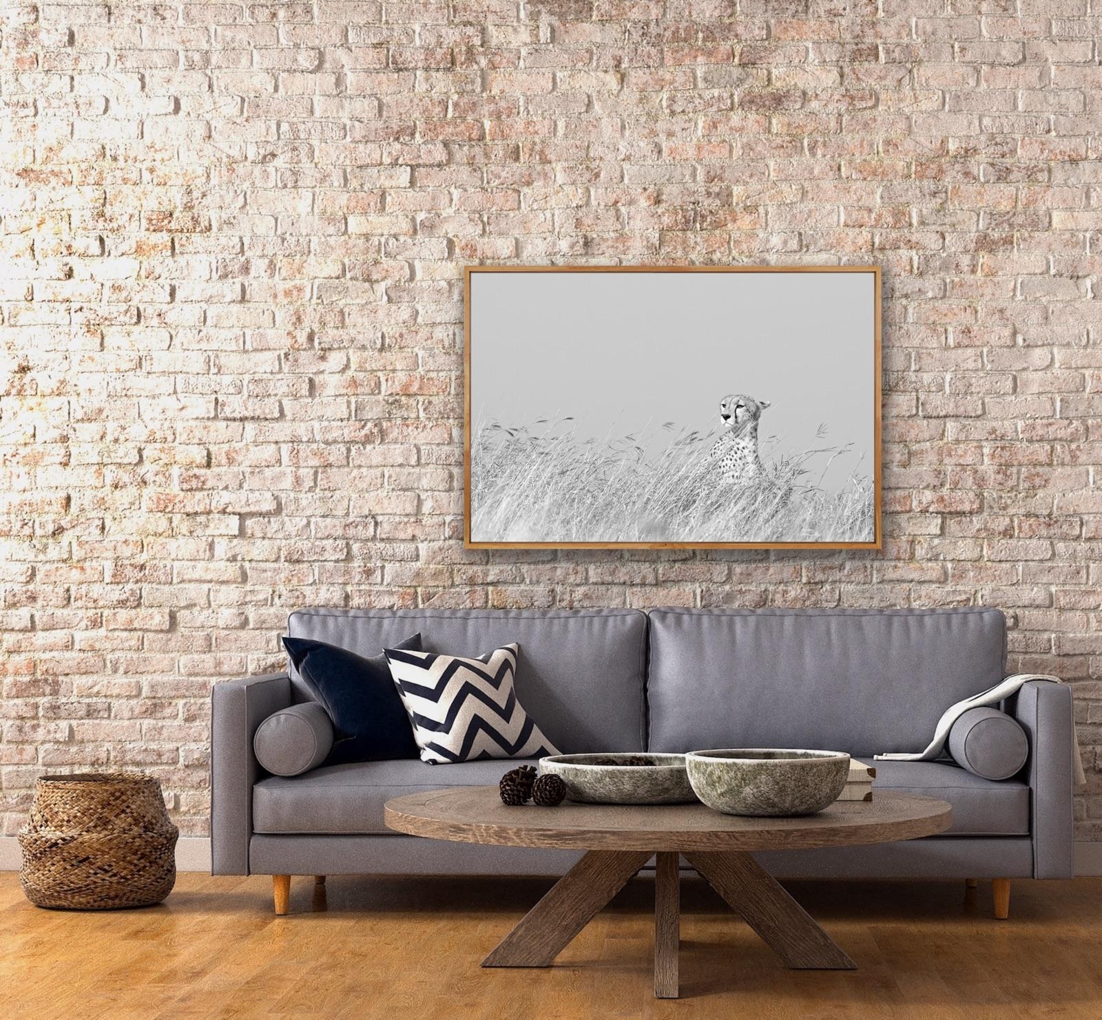 Large Landscape Black White Big Cat Photograph Cheetah Africa Nature Wildlife For Sale 6