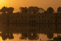 Gran Paisaje India Patrimonio Lago Naturaleza Fauna Aves Atardecer Naranja