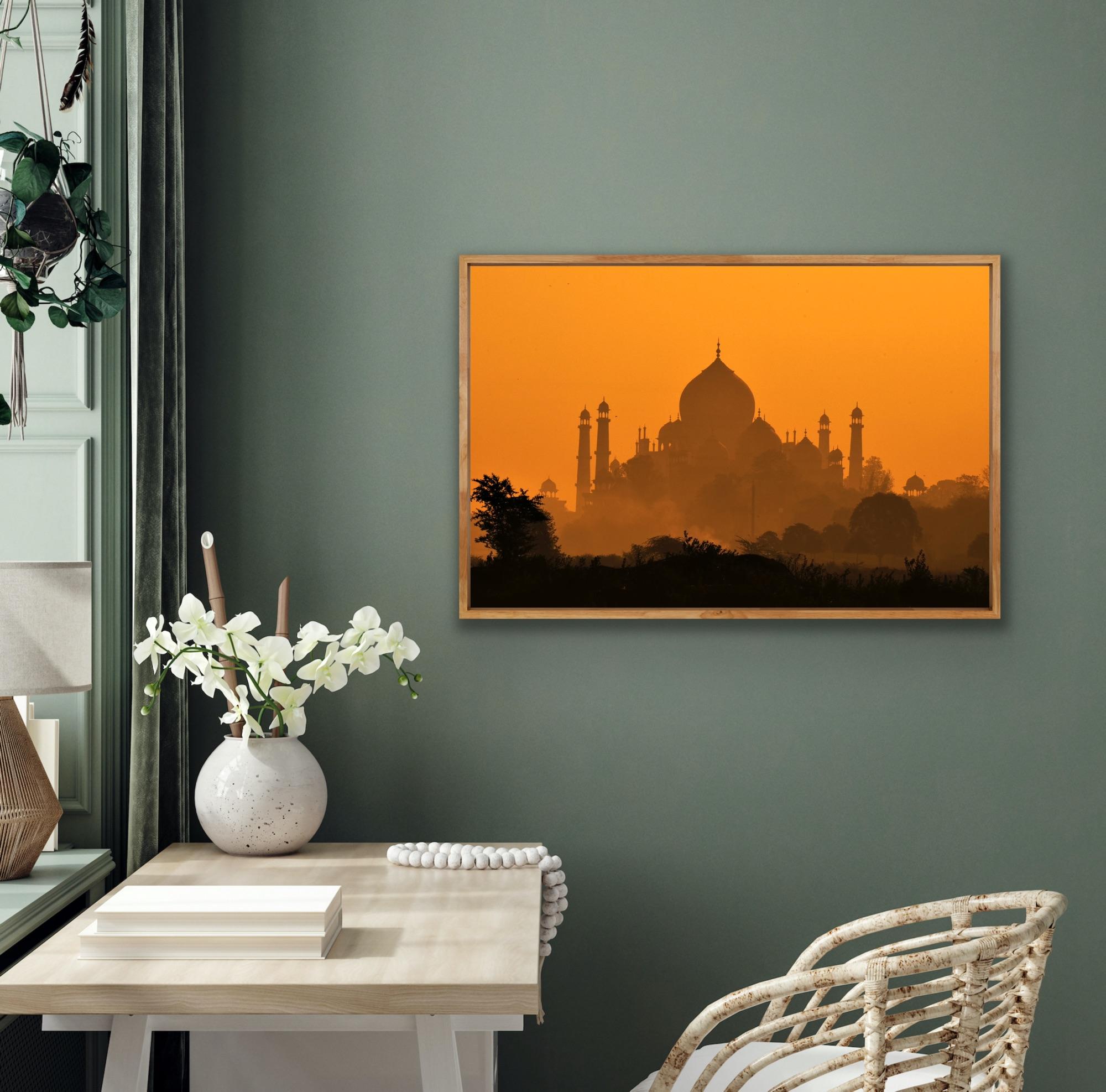 Sunset Taj Mahal Orange golden light atmospheric Nature Landscape India Palace For Sale 8