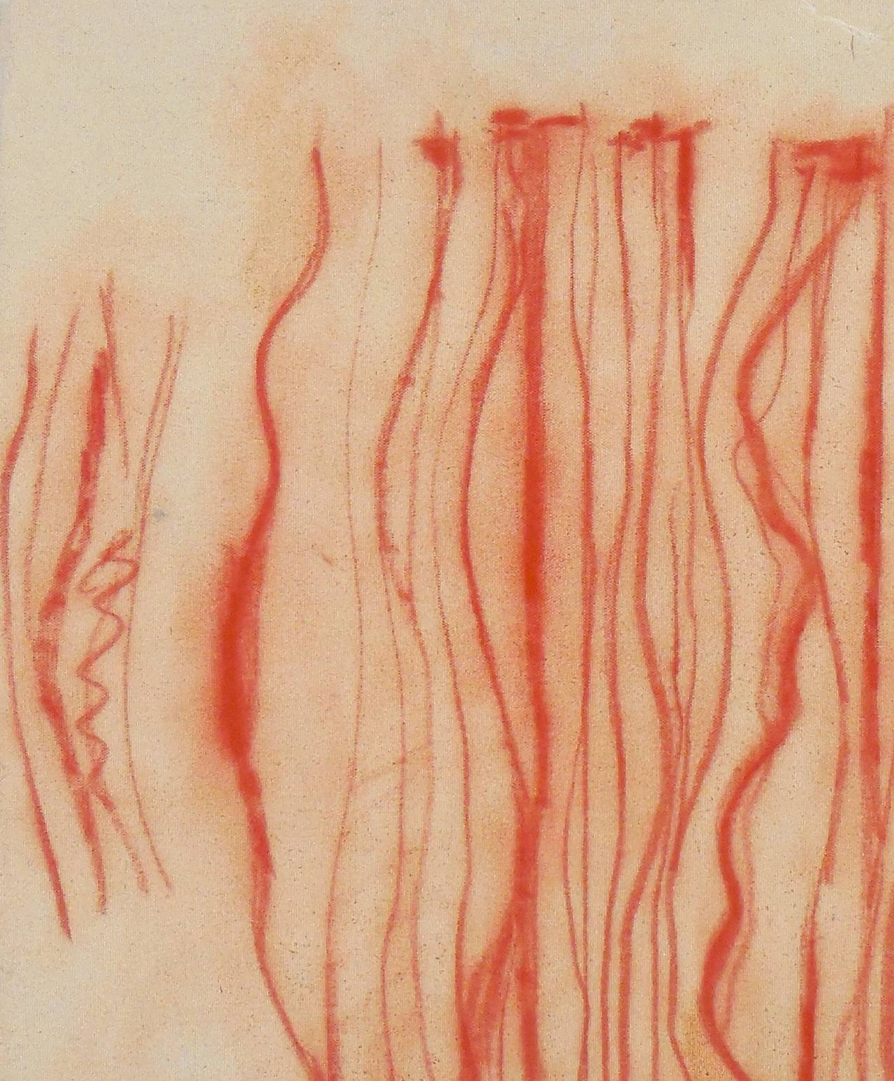 City Walkers, Sanguine Drawing on Canvas - Abstract Impressionist Mixed Media Art by Adja Yunkers