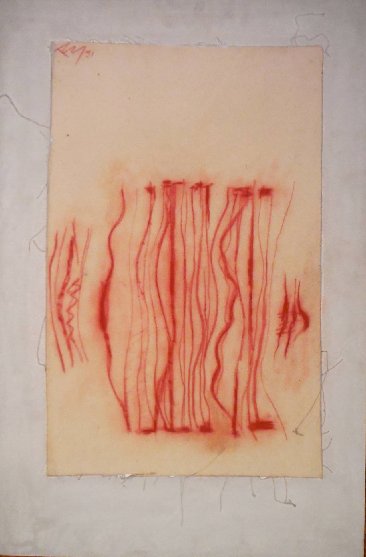 Caminantes de la Ciudad, Dibujo Sanguinario sobre Lienzo - Mixed Media Art de Adja Yunkers