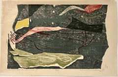Adja Yunkers, TheLittle Bird Too Little to Sing II, midcentury modernist woodcut