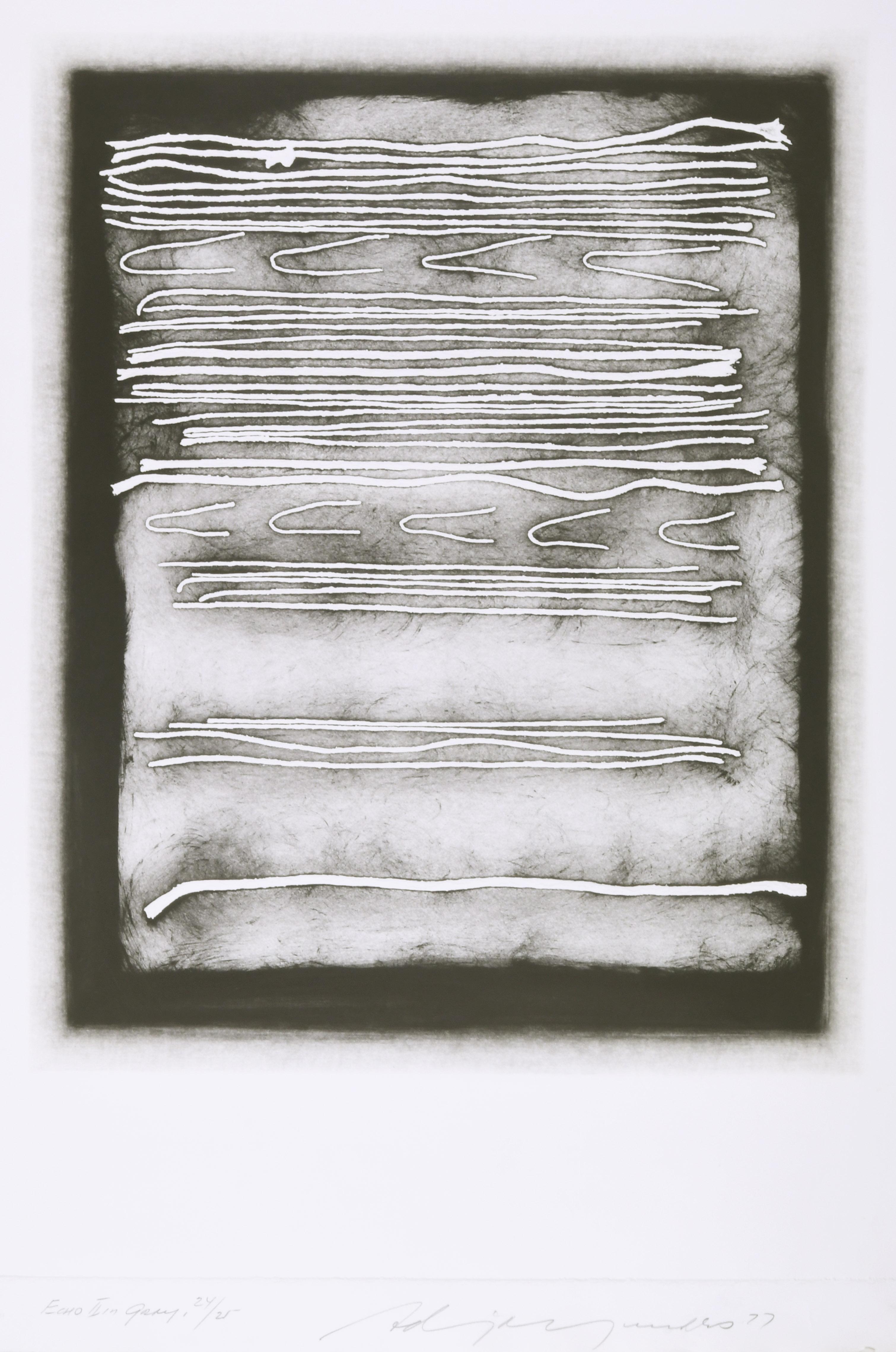 Adja Yunkers Abstract Print - Echo in Grey