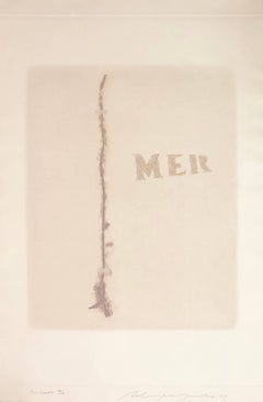 Large Mixed Media Collage "Pink One" Etching Latvian American Modernist Artist