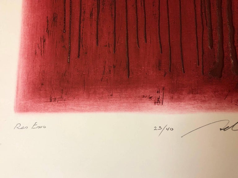 Adja Yunkers - Large Red Intaglio Etching Abstract Latvian American ...
