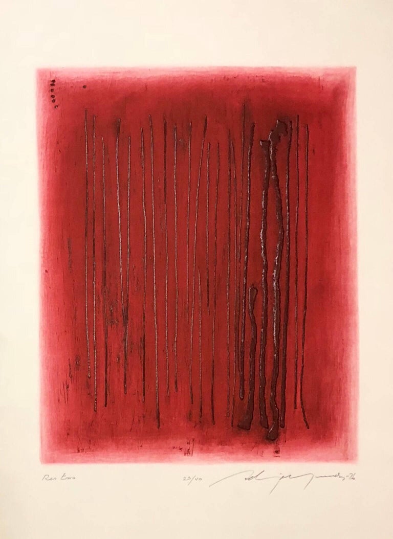 Adja Yunkers - Large Red Intaglio Etching Abstract Latvian American ...
