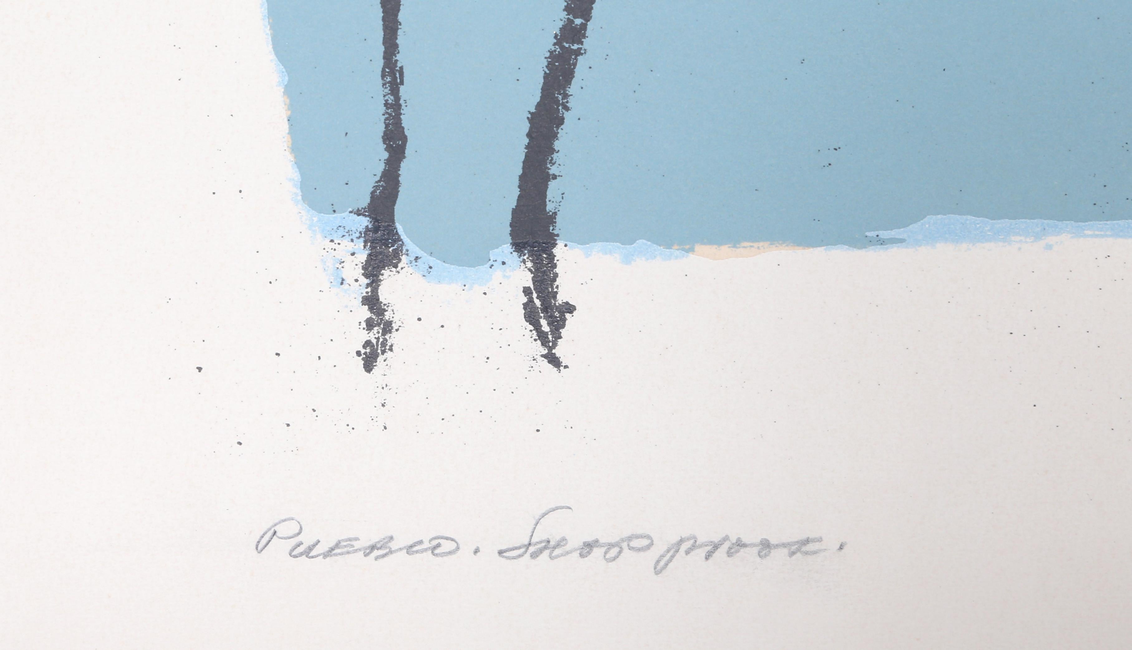 Pueblo, Abstrakt-expressionistische Lithographie von Adja Yunkers 1977 im Angebot 2