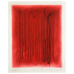 Adja Yunkers, "Eco rojo", Litografía abstracta, Firmada