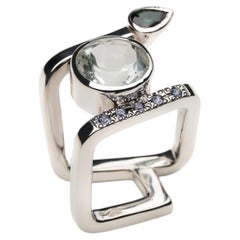 Adjacent Ring in Sterling Silver 925 with Amethyst and Tourmaline by SAKRA