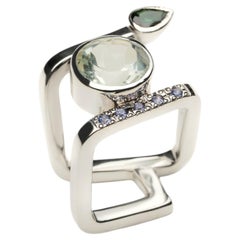Adjacent Ring in Sterling Silver 925 with Amethyst and Tourmaline by SAKRA