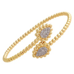 Bracelet réglable en or jaune 14k 0.45 carat Diamond Cuff Beaded Bangle