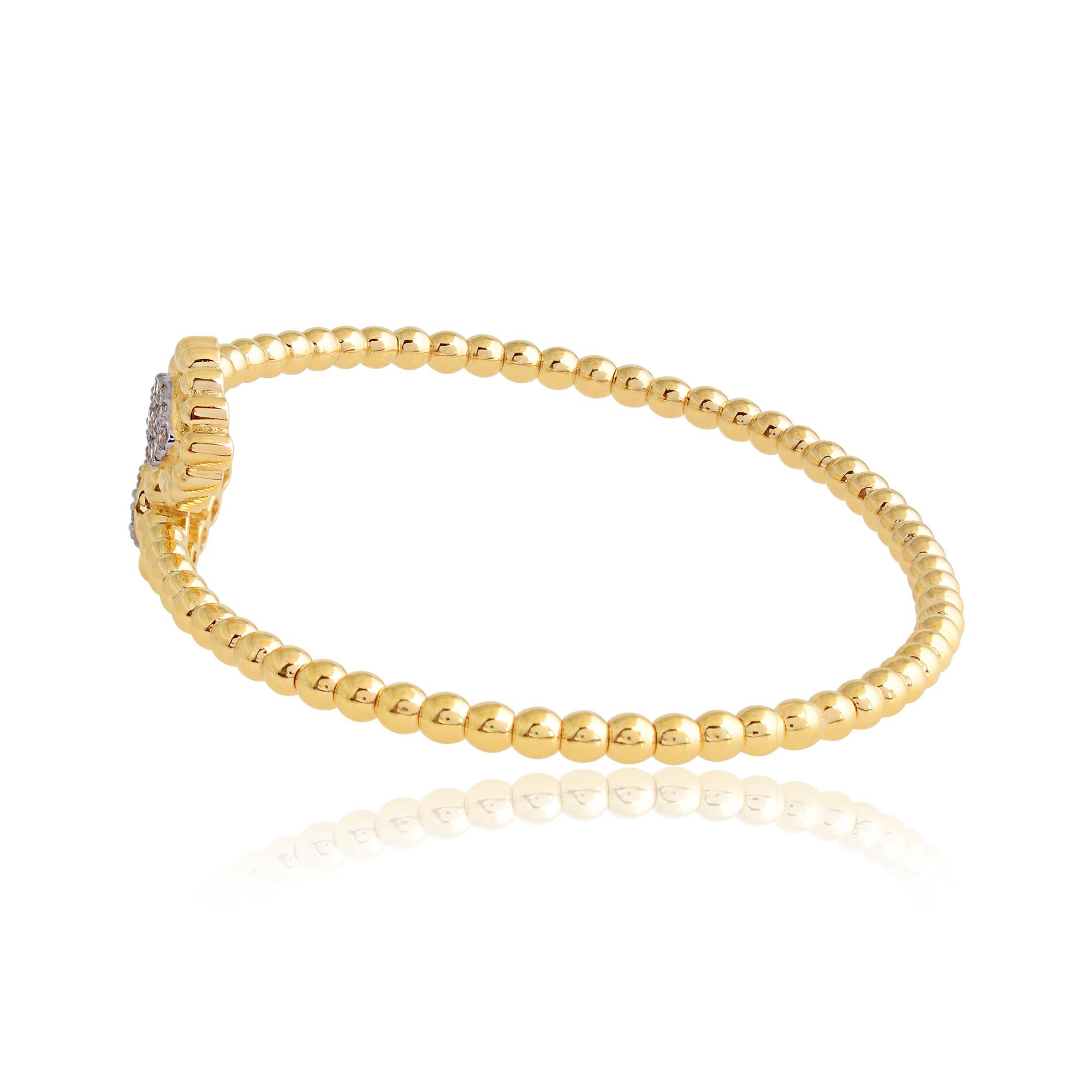 Moderne Bracelet réglable en or jaune 18k 0.45 carat Diamond Cuff Beaded Bangle en vente