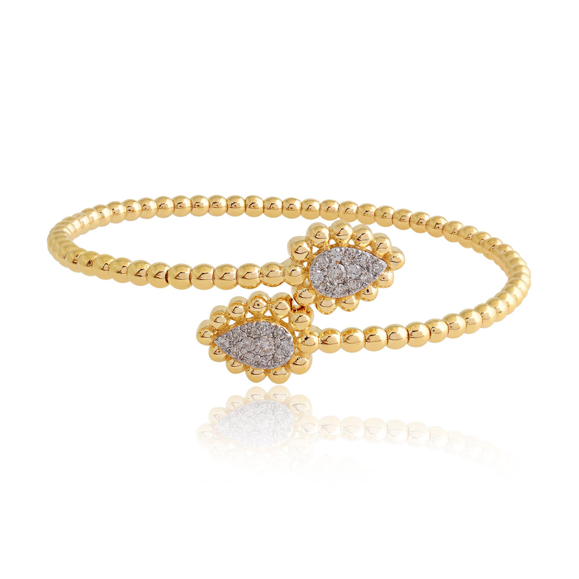 Bracelet réglable en or jaune 18k 0.45 carat Diamond Cuff Beaded Bangle Neuf - En vente à Diera, Dubai