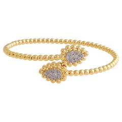 Bracelet réglable en or jaune 18k 0.45 carat Diamond Cuff Beaded Bangle