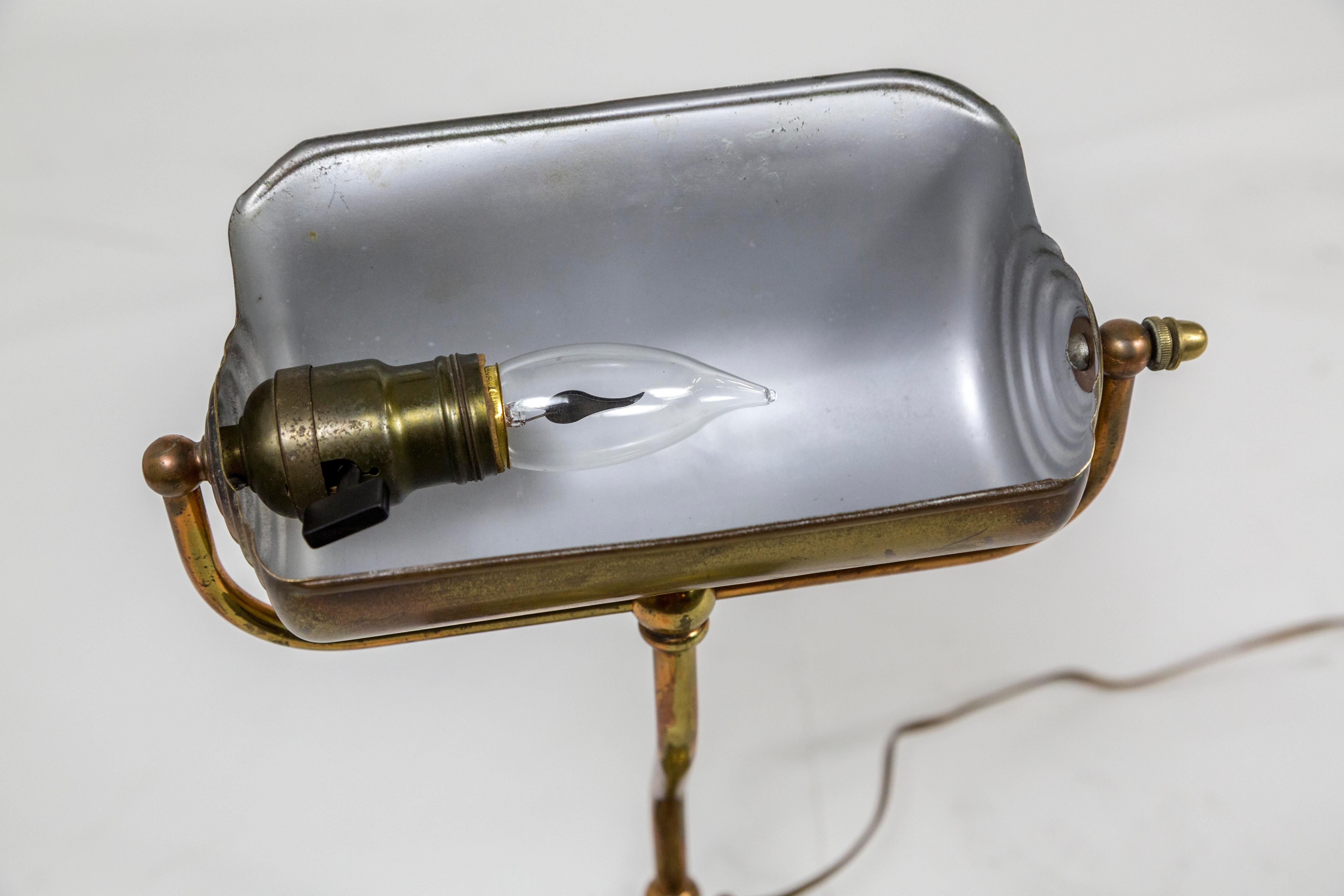 Adjustable 1940s Brass-Plated Copper Desk Lamp 2