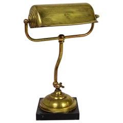 Adjustable 1940s Brass-Plated Copper Desk Lamp