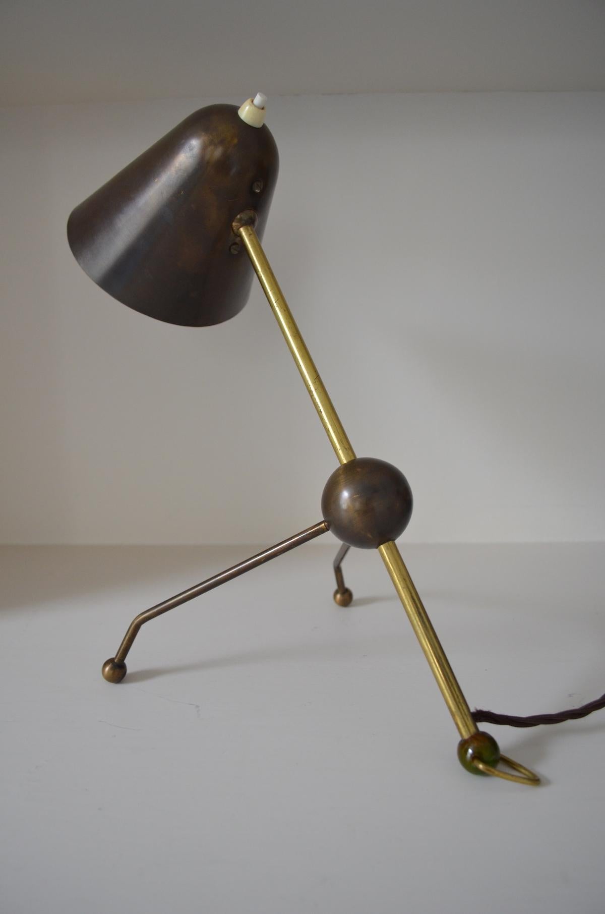 Adjustable 20th Century Tripod Table / Desk / Wall Lamp by Otto Kolb In Good Condition For Sale In London, Greater London