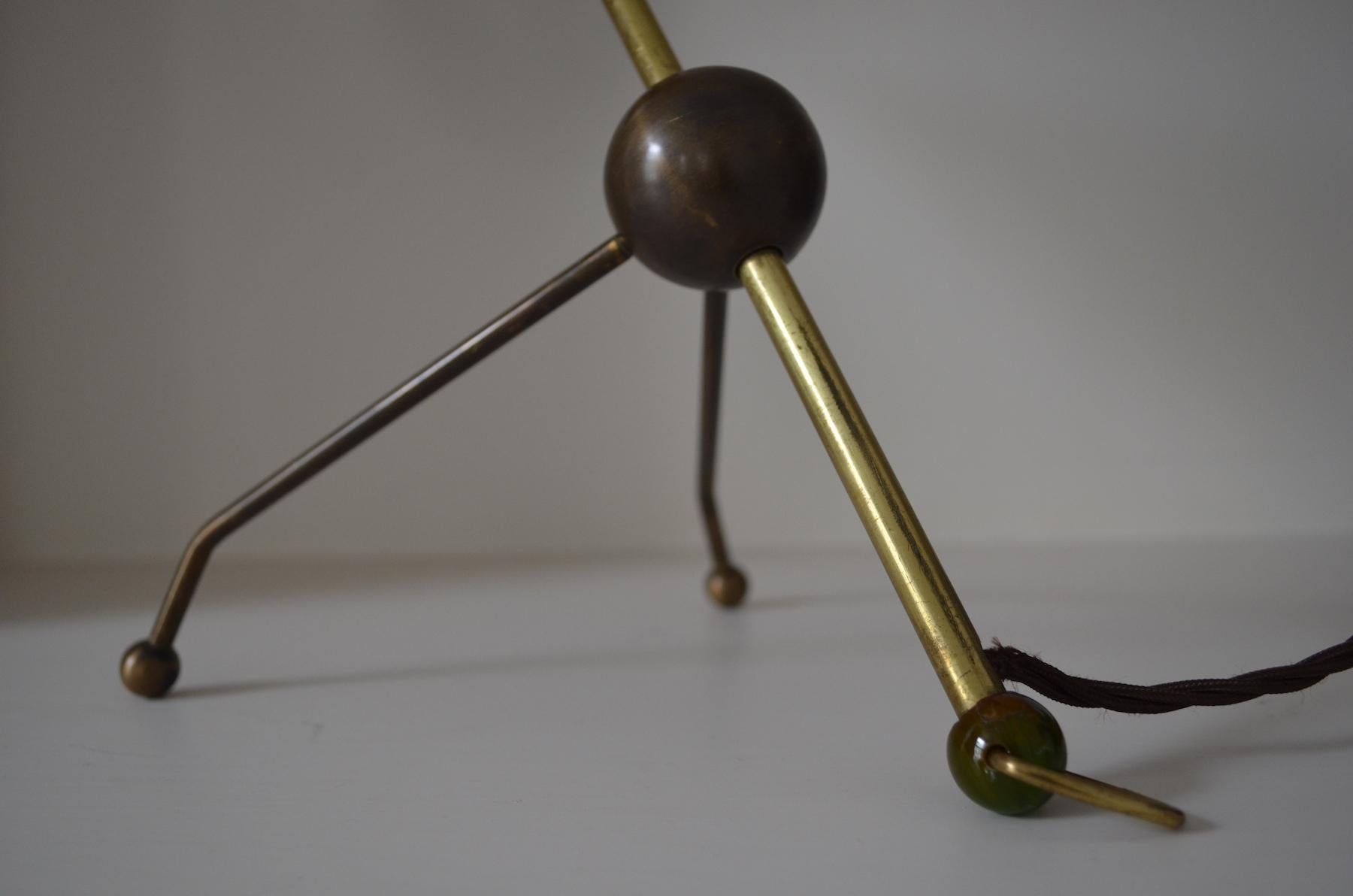 Brass Adjustable 20th Century Tripod Table / Desk / Wall Lamp by Otto Kolb For Sale