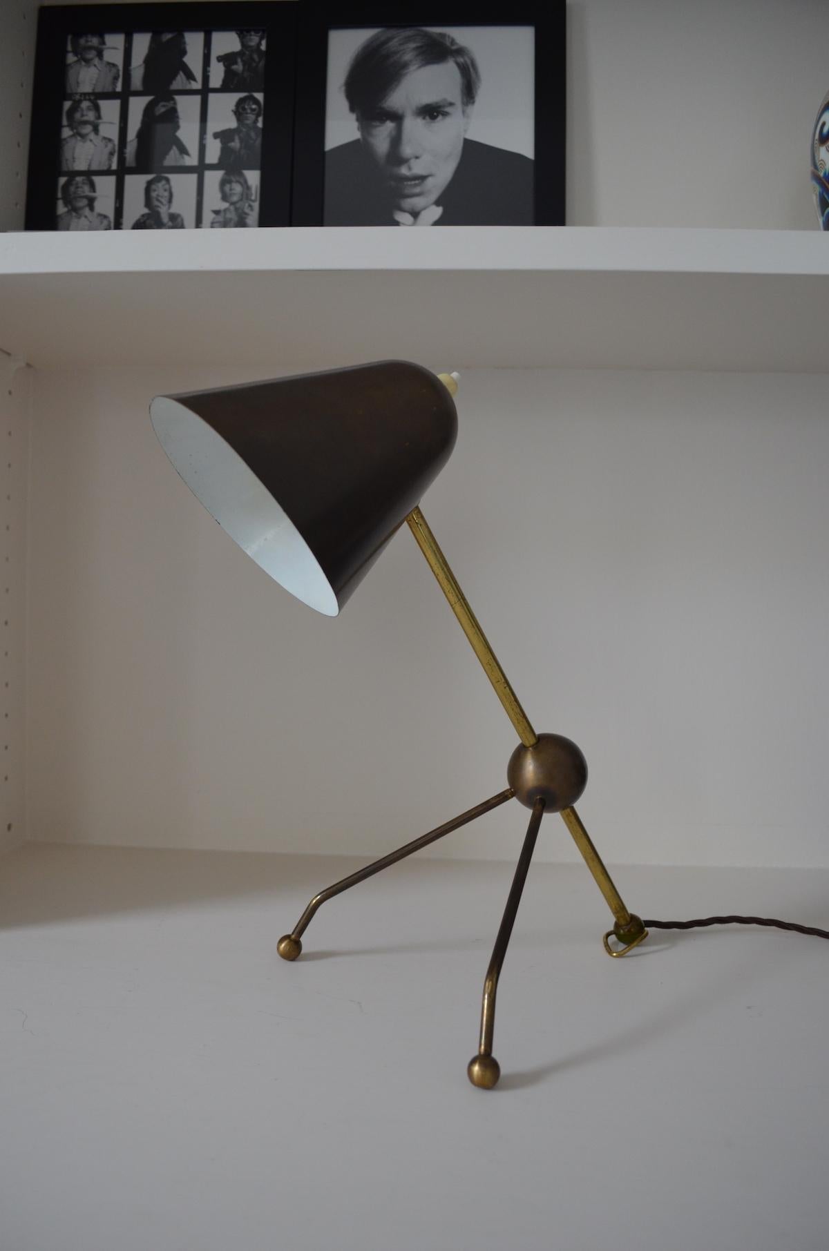 Adjustable 20th Century Tripod Table / Desk / Wall Lamp by Otto Kolb For Sale 1