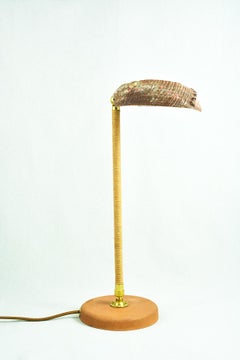 Adjustable 'Abalone Task Lamp' in Brass with Natural Abalone Seashell Shade