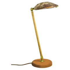 Adjustable 'Abalone Task Lamp' in Brass with Natural Abalone Seashell Shade