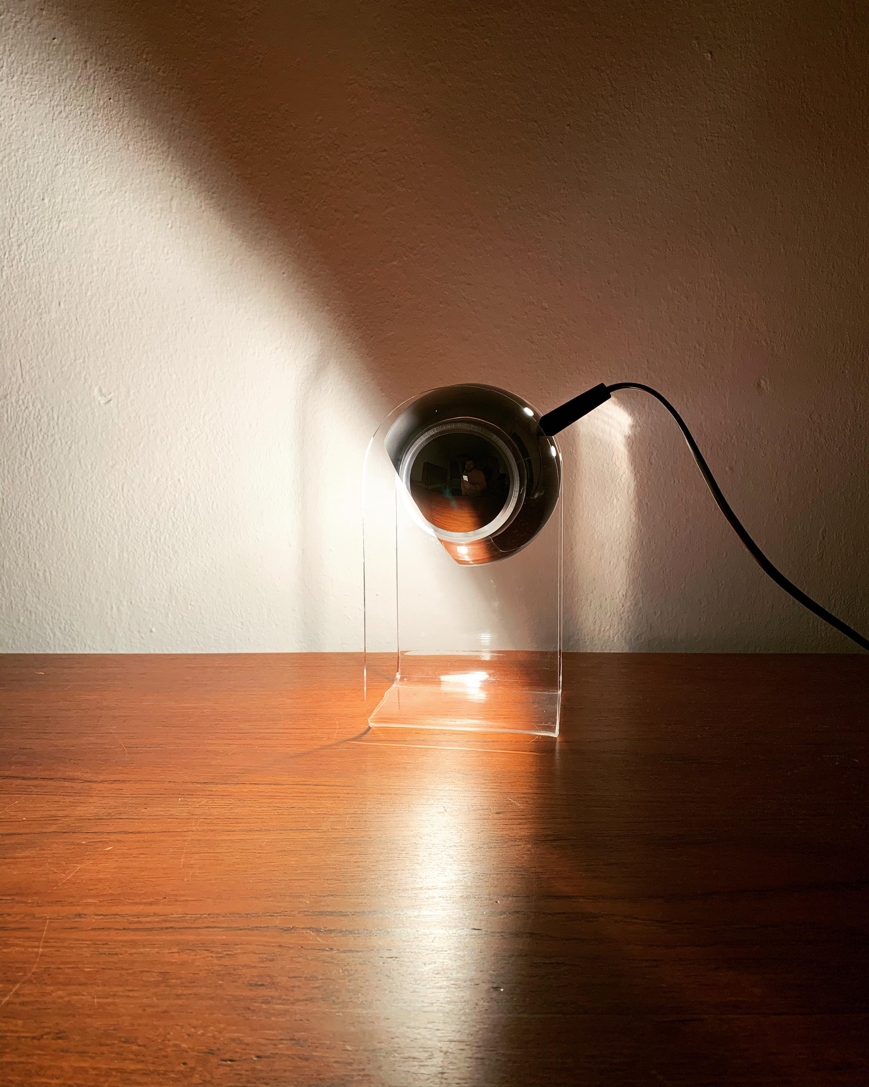 Metal Adjustable Acrylic Space Age Table Lamp For Sale